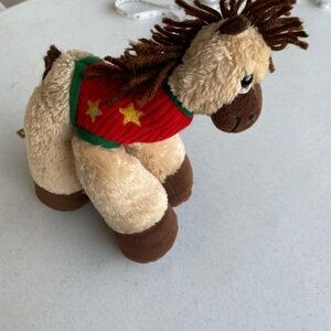 Plush Horse Toy Christmas colors in good condition cute horse stuffed animal